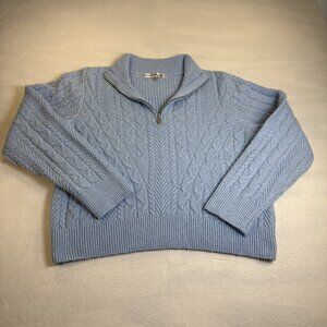 Madden Girl Crop Sweater Baby Blue 1/4 Zip Womens Vintage XL